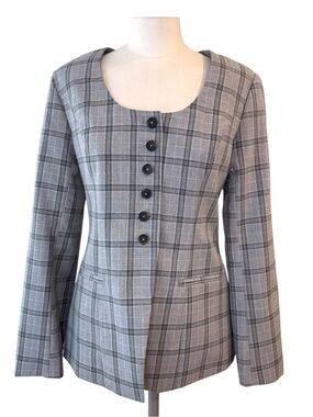 Aligne Grey Checkered Daphne Waisted Blazer Top  Size 4